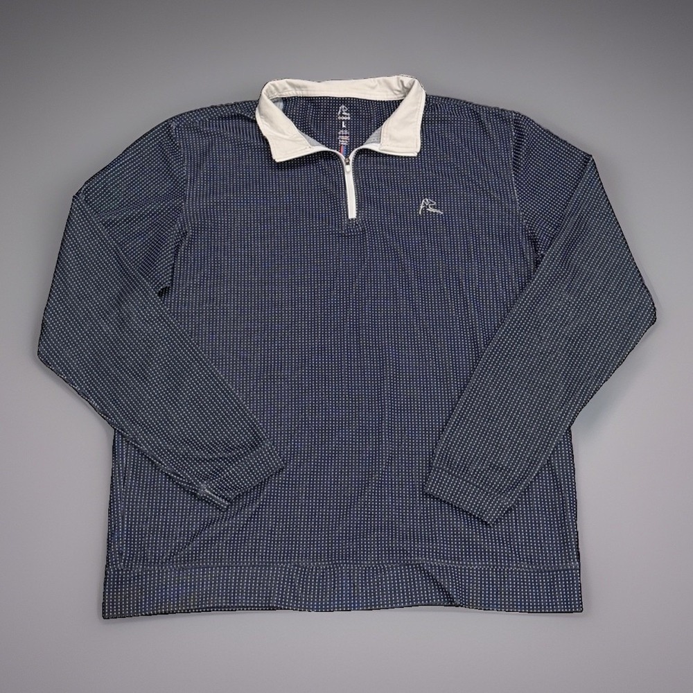 Rhoback Pullover Mens Size Large Blue Polka Dot 1/4 Zip Performance Stretch Golf - Picture 2 of 8